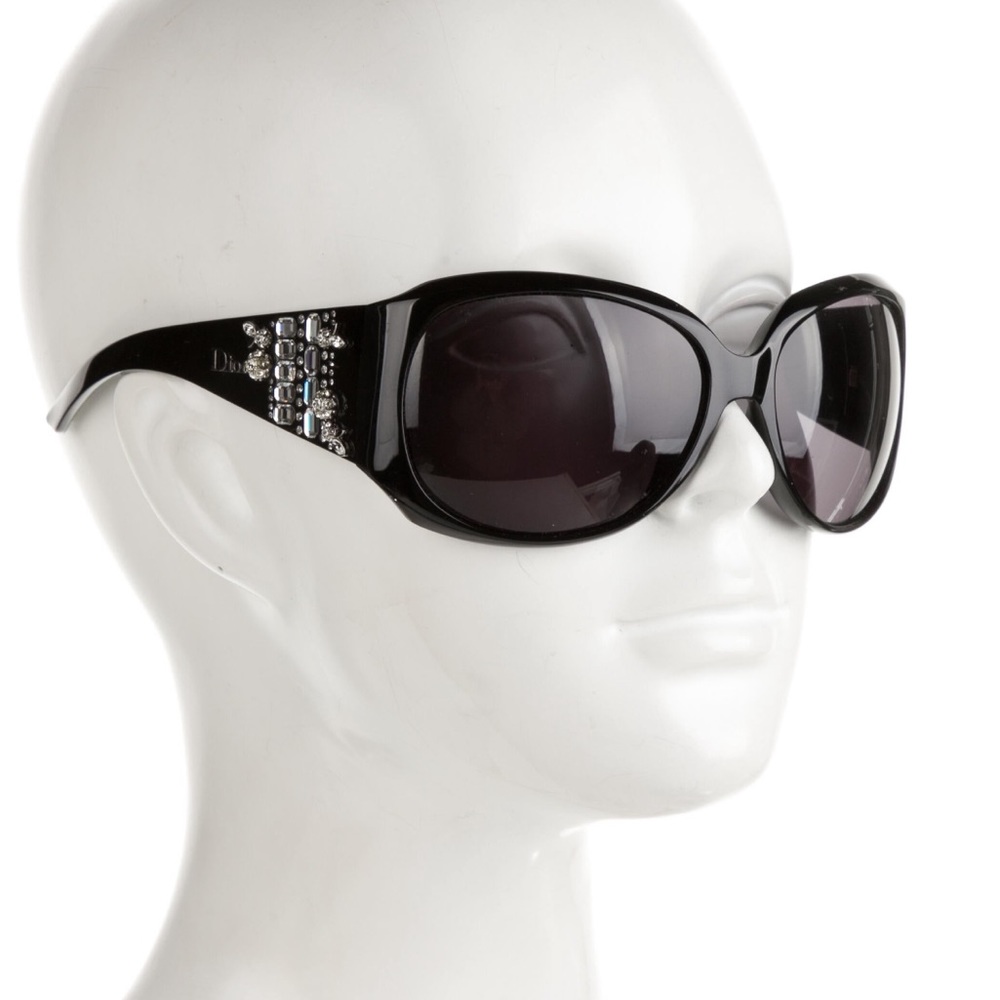 Dior Limited Swarovski Crystals Black Acetone Tinted Oversized Sunglasses - Picture 3 of 11